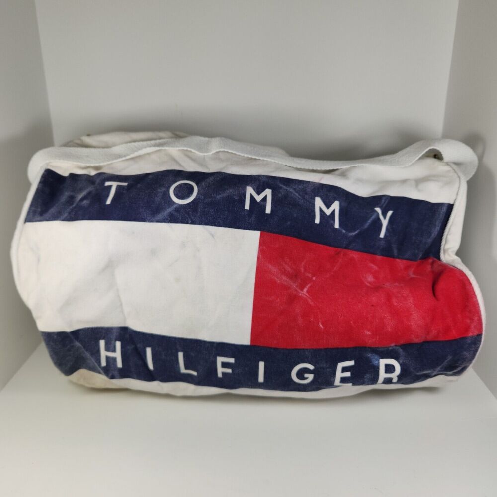 Vintage 1990s Tommy Hilfiger Canvas‎ Duffel Bag White